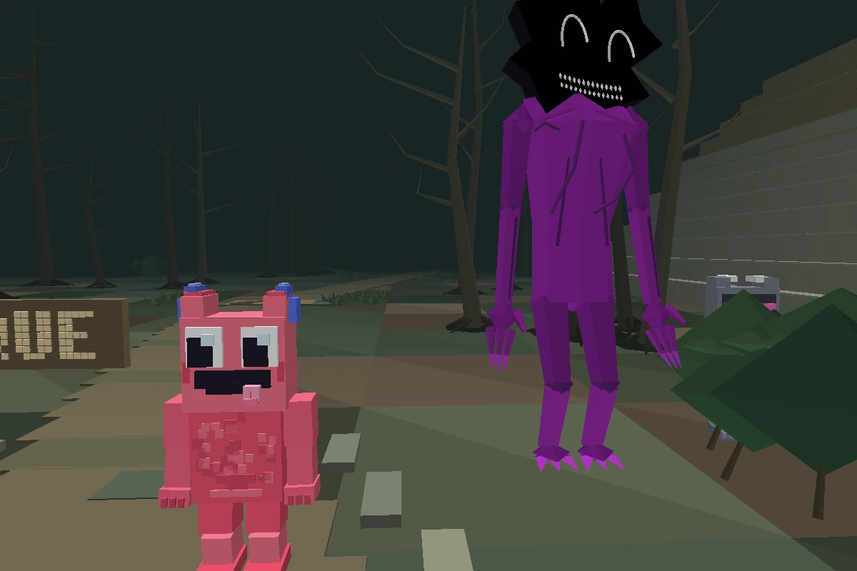 Seis y EHDLA en el bosque muerto, escena 3D del juego